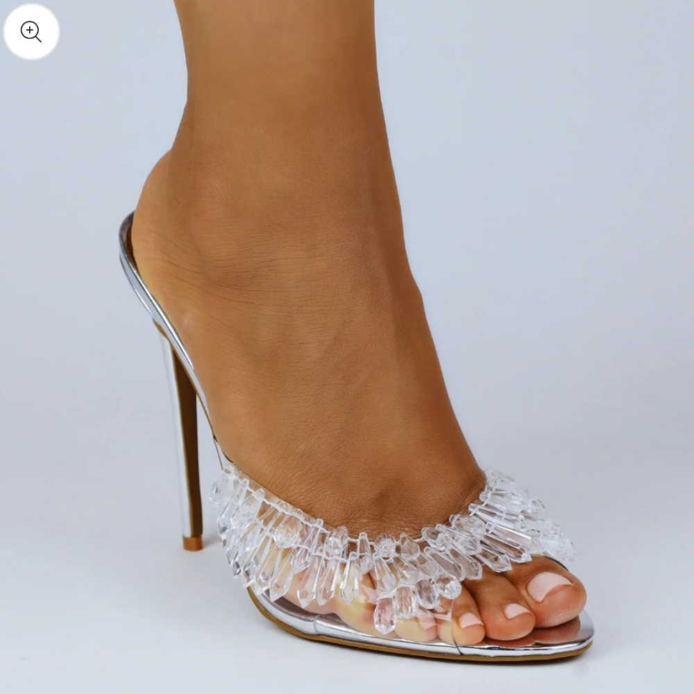 Cult of Coquette Goldie Clear Drip Chandelier open toe Mules SZ:5.5